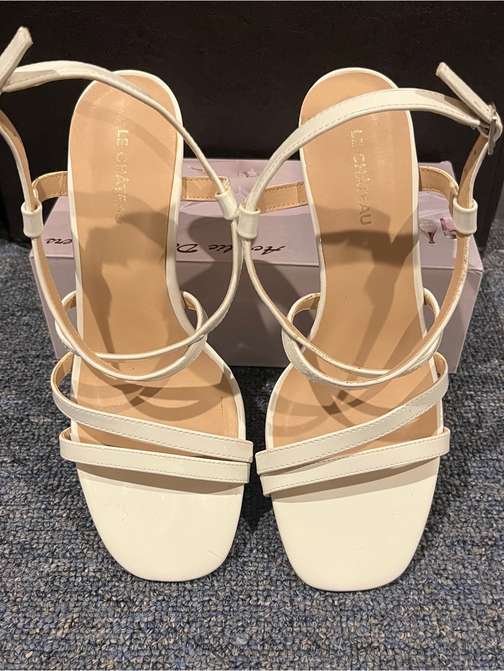Le Chateau Cream Strappy Square-Toe Heels